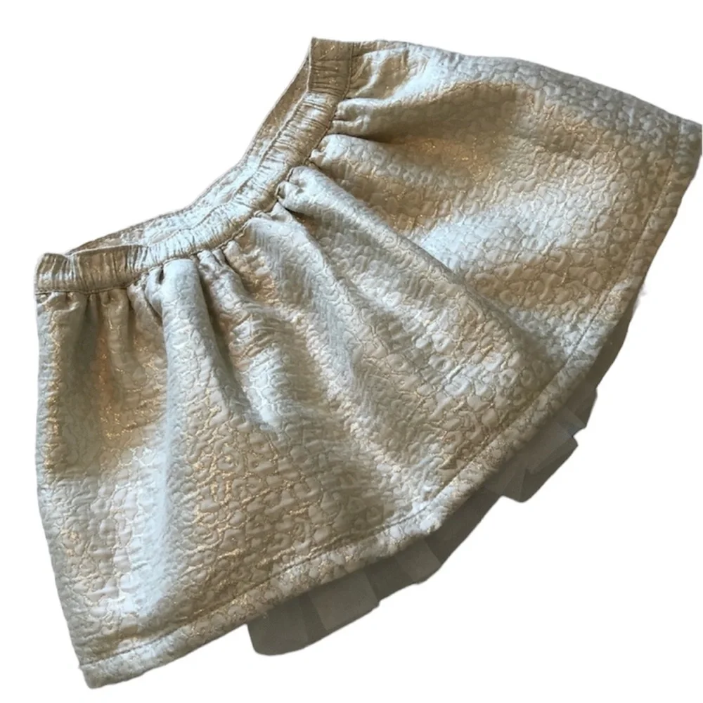 Gymboree Skirt Jacquard Pleated Tulle Shimmer Champagne Cream NWOT Girls Size 4T